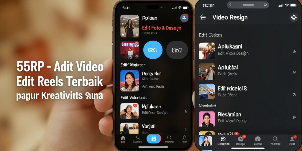 Antarmuka pengguna 55RP yang menarik untuk Edit Video Reels.
