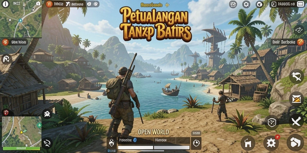 Tampilan antarmuka IN22 dengan landscape dunia terbuka yang memikat.