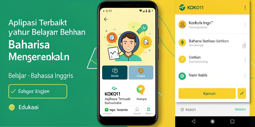 Antarmuka aplikasi KOKO11 untuk belajar Bahasa Inggris yang menarik.