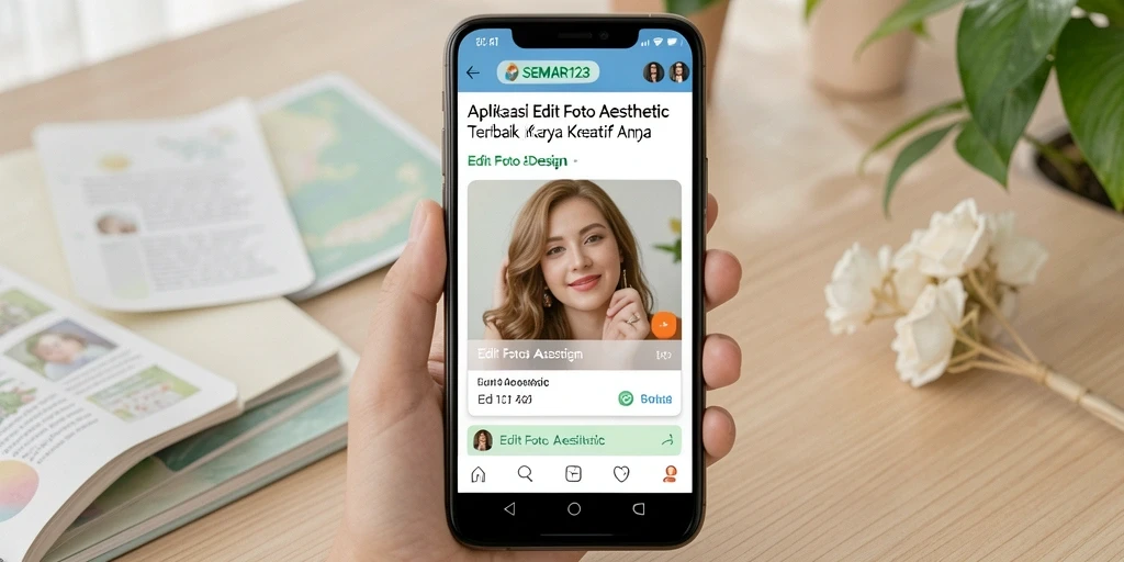 Antarmuka aplikasi SEMAR123 yang ramah pengguna untuk edit foto aesthetic.
