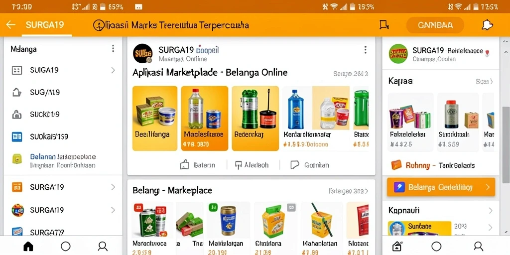 Antarmuka aplikasi SURGA19 yang menarik dan fungsional untuk belanja.