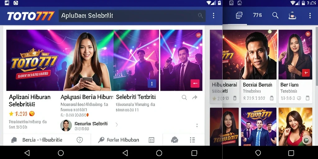 Antarmuka TOTO777 menampilkan berita selebriti terkini dengan desain menarik.
